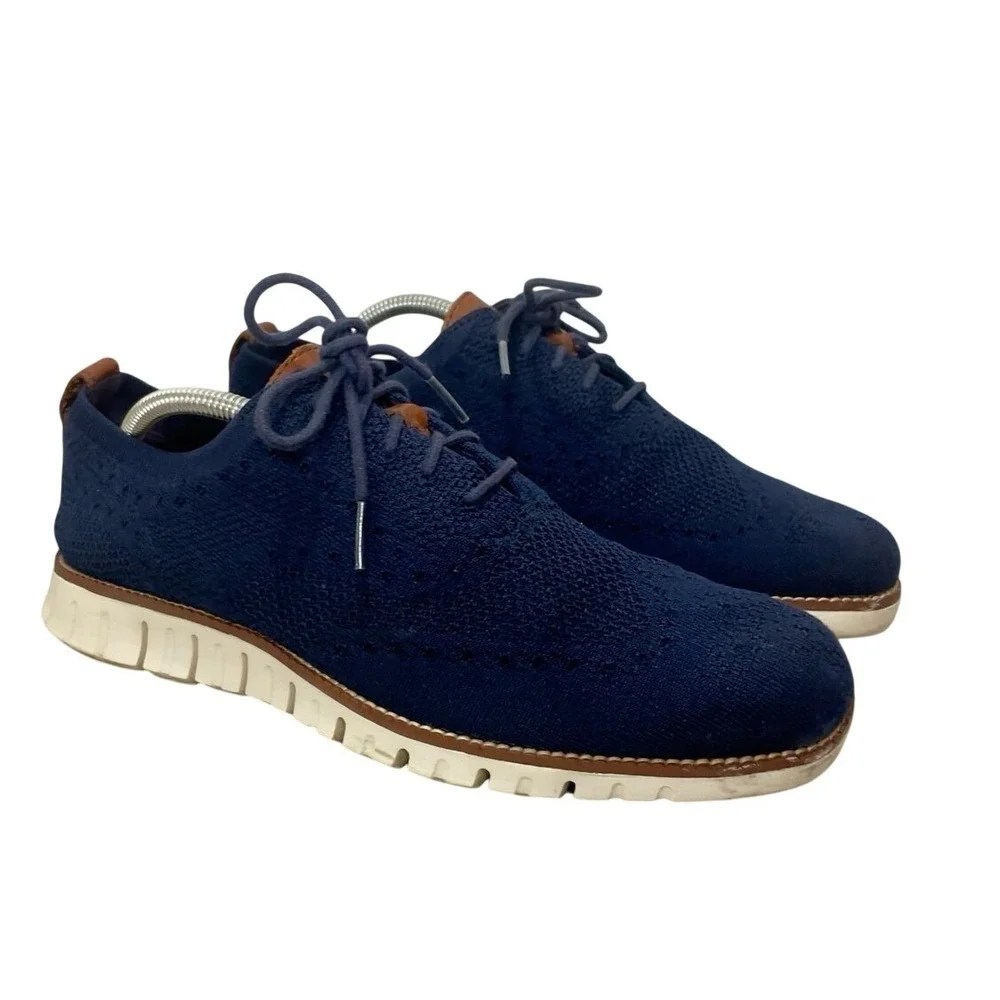 Cole Haan ZeroGrand Stitchlite Navy Blue Wingtip Oxford Shoes C24947 Mens 9M